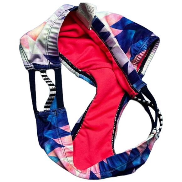 DOLFIN XS Geometric Print Bikini Bottom Pink Navy Blue Striped Swimwear Athletic - Picture 8 of 16